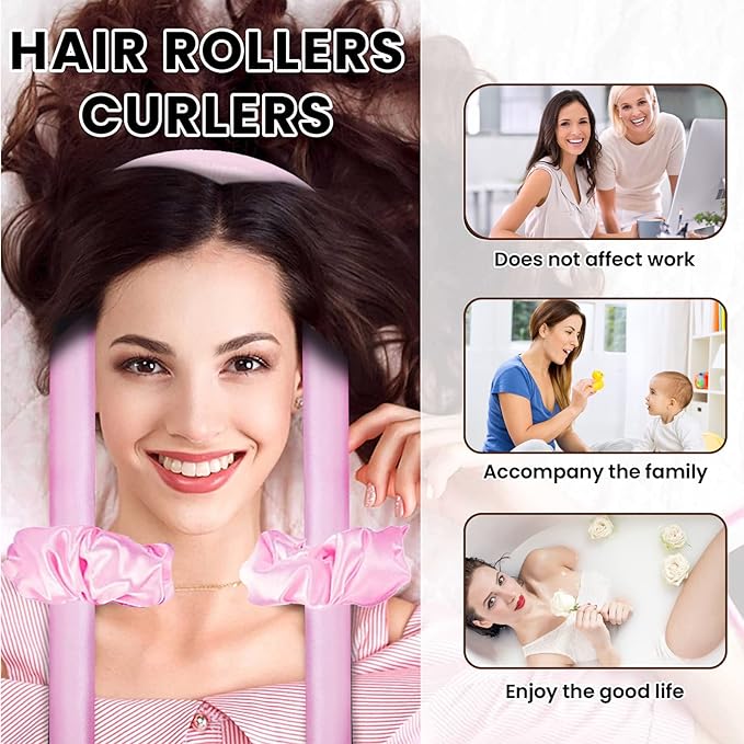 Invool Heatless Curling Rod Headband Heatless Hair Curling Set with Hair Clips Scrunchie Combs and Silk Storage Bag Hair Curlers Lazy DIY Hair Styling Tools for Natural Wave Leopard