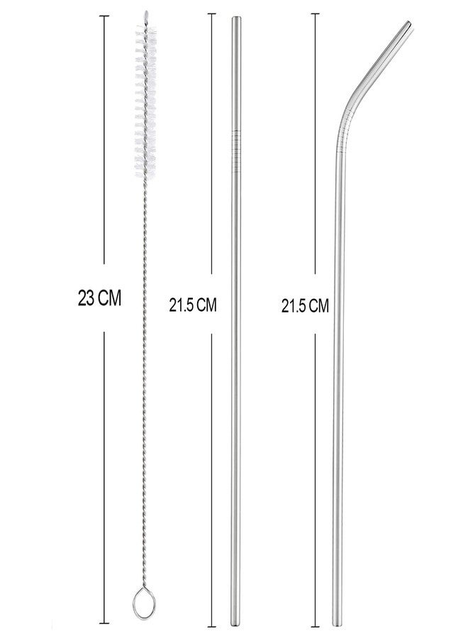 MADHYA Metal Straws Stainless Steel Straws 10.5" Drinking Straws Reusable, Perfect for Cocktail, Cleaning Brush for 20/30 Oz Perfect for Yeti, Trail, Tumblers, Bars,Silver(3 Straight| 3 Bent| 2 Brush) - Image 4