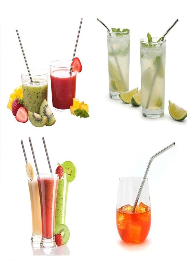 MADHYA Metal Straws Stainless Steel Straws 10.5" Drinking Straws Reusable, Perfect for Cocktail, Cleaning Brush for 20/30 Oz Perfect for Yeti, Trail, Tumblers, Bars,Silver(3 Straight| 3 Bent| 2 Brush) - Image 5