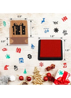 HOWAF HOWAF 24pcs Wooden Christmas Stamps with Ink Pad for Kids Crafting Card Making Painting, Christmas Stamp for Children DIY Scrapbooks Wrapping Paper Gift Christmas Party Bag Fillers Favor Supplies Xmas  - Image 2