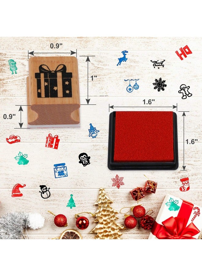 هواف طوابع عيد الميلاد الخشبية من HOWAF، 24 قطعة، مع وسادة حبر للأطفال، صناعة البطاقات، الرسم، طوابع عيد الميلاد للأطفال، دفاتر القصاصات، ورق التغليف، هدايا، حقائب حفلات عيد الميلاد، لوازم هدايا عيد الميلاد - Image 2