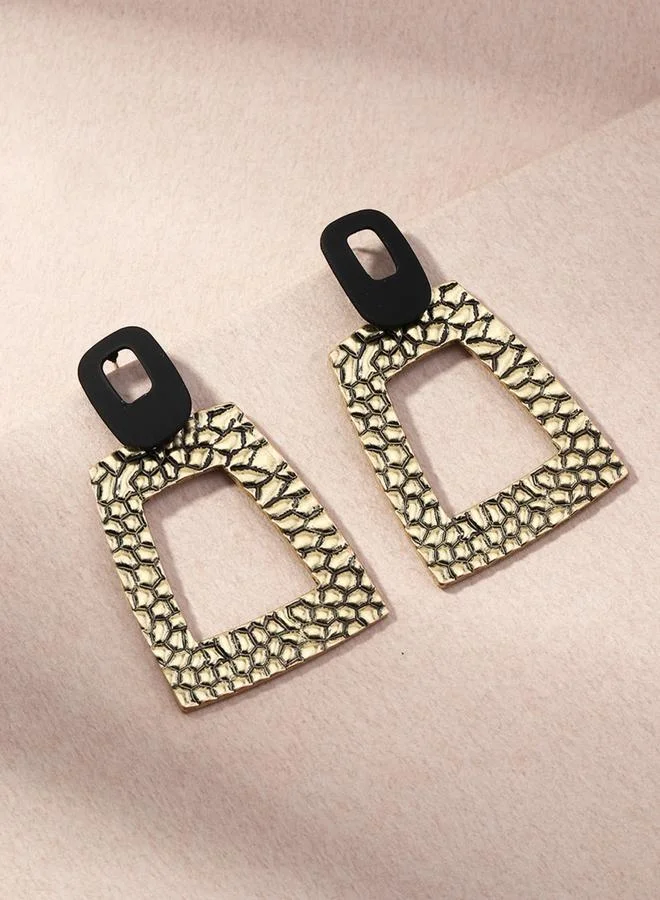 Take Two Gold Square Textured Earrings