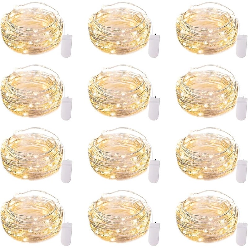Brightown Battery Operated LED Fairy Lights Waterproof String Lights, 7ft 20 LED Starry Lights, 12 Pack, Warm White - Image 1
