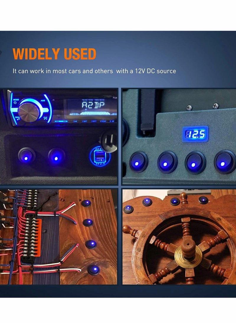 Toggle Switch 12V, 8PCS Round Blue LED Rocker Switch On-Off Control SPST 3Pins for Car, Truck, Boat, Marine, Off-Road Vehicle with 24PCS Wires - Image 2