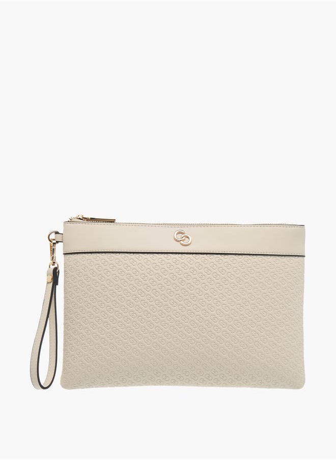 Celeste Womens Monogram Embossed Wallet With Detachable Wristlet Strap And Zip Closure  - Image 1