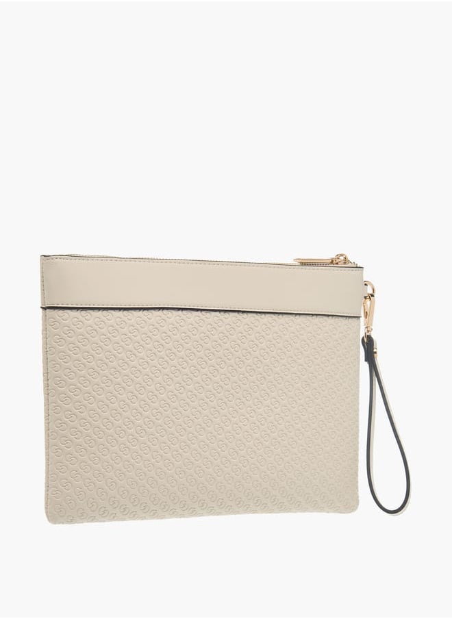 Celeste Womens Monogram Embossed Wallet With Detachable Wristlet Strap And Zip Closure  - Image 2