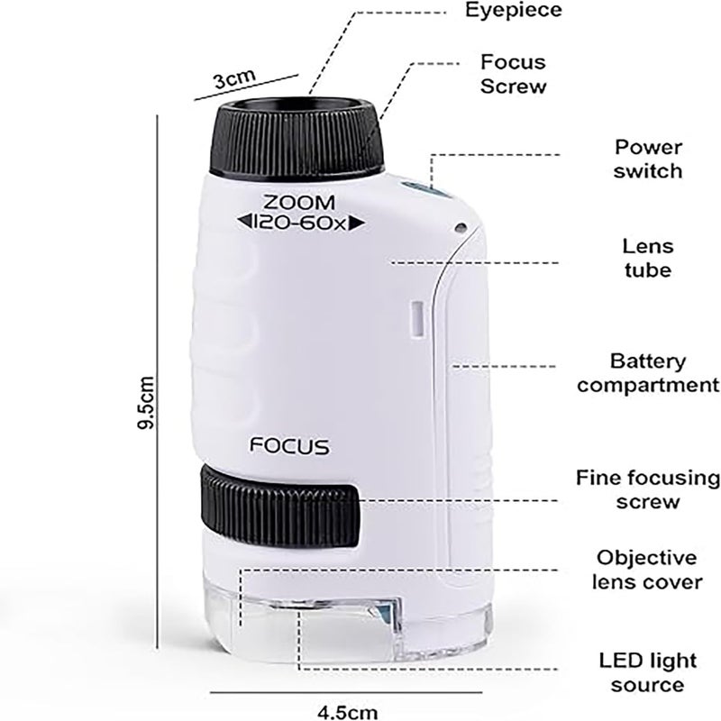 Tobo Portable Microscop, Scientific Experiment Set, Handheld Microscope with 60x-120x Magnification and LED Light, Perfect Mini Microscope for Education and Exploration of The World TD-1459IM - Image 2