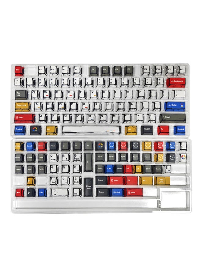 Generic - Gundam Comic Hundred Mixed Lamp Key Cap Original Height 136 Key Full Set Classic Simple Mechanical Keyboard Key Cap Key Meow-Color:Original Factory-comic Black Print-136 Key Box - Image 1