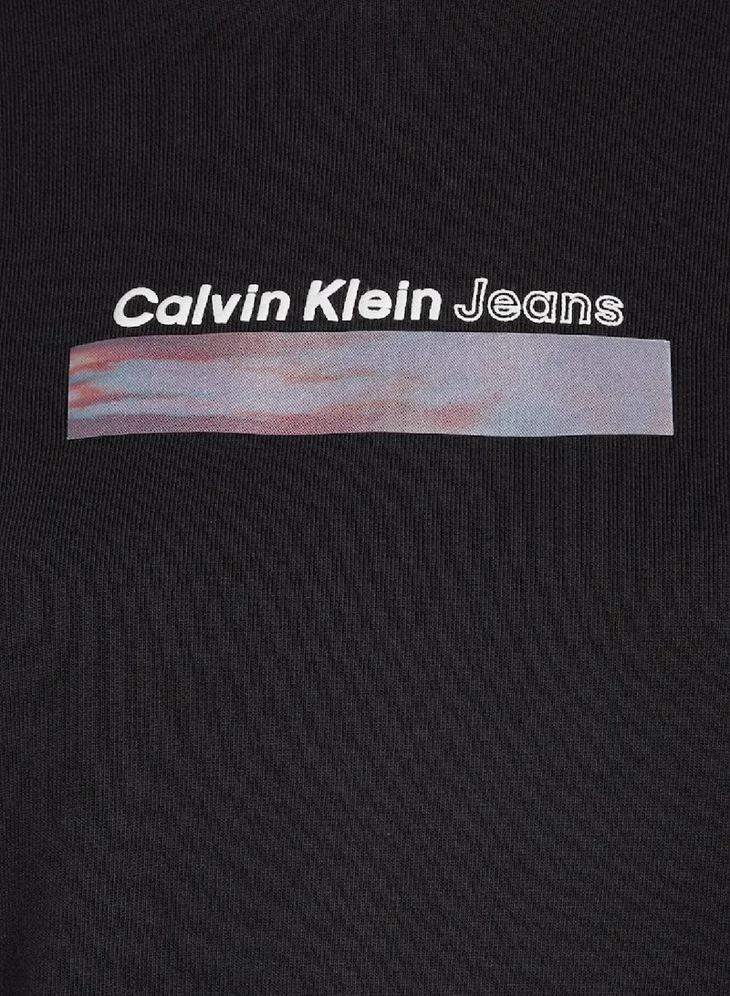 Calvin Klein Jeans Women's Diffused Box Pullover Hoodie - Cotton, Black