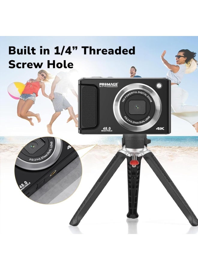 برو ميج كاميرا رقمية PROMAGE PC140 باللون الأبيض – صور بدقة 48 ميجابكسل، فيديو 4K، شاشة IPS مقاس 2.8 بوصة، تقريب 16X، شحن بمنفذ Type-C، دعم بطاقة TF حتى 256 جيجابايت، مع حقيبة SOLIBAG - Image 5