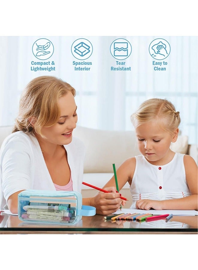 حافظة أقلام شفافة، حافظة أقلام امتحان شفافة، حقيبة تخزين مستلزمات التجميل الشفافة من PVC مقاومة للماء - للمكتب، مستحضرات التجميل - Image 5