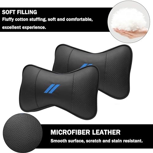 YOSRTER 2 PCS Neck Pillow for Dodge Charger Challenger Durango Journey Universal Fit to All Dodge Comfortable Soft Driving Seat Headrest Pillow Removable Neck Support for Dodge AccessoriesBlue Trim - Image 3