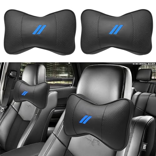 YOSRTER 2 PCS Neck Pillow for Dodge Charger Challenger Durango Journey Universal Fit to All Dodge Comfortable Soft Driving Seat Headrest Pillow Removable Neck Support for Dodge AccessoriesBlue Trim - Image 1