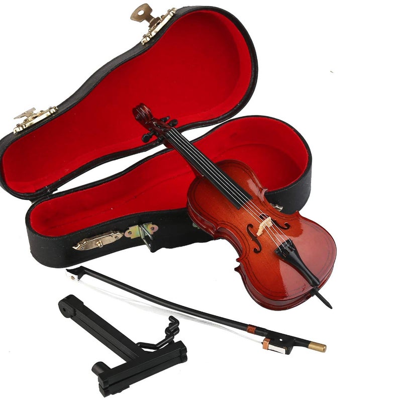 Dselvgvu Wooden Miniature Cello with Stand Bow and Case Mini Musical Instrument Cello Replica Collectible Figurines Dollhouse Accessories Model Home Decoration Display Ornament 551x197x063 - Image 3