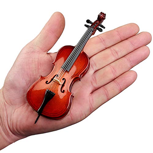Dselvgvu Wooden Miniature Cello with Stand Bow and Case Mini Musical Instrument Cello Replica Collectible Figurines Dollhouse Accessories Model Home Decoration Display Ornament 551x197x063 - Image 5