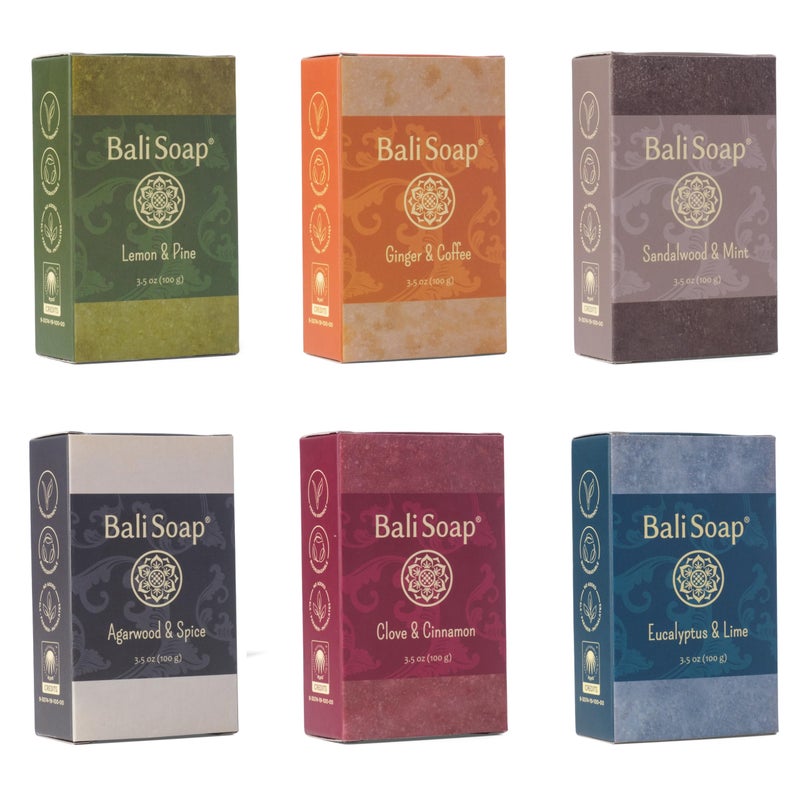 Bali Soap Masculine Collection â€“ Handmade in Bali Cold Process Bar Soap, Menâ€™s Soap Gift Set â€“ Body Wash with Wood, Spice Scents, Natural Oils, Vegan 6-Pack - Image 4