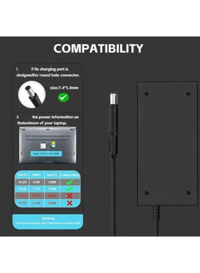 Original 150W Laptop Charger Adapter – 19.5V 7.7A High-Power & Reliable Laptop and Docking Station Power Supply - Image 2