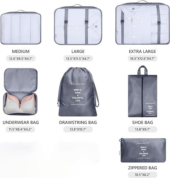 7 Seas 7Seas Travel Cloths and Essentials Organizer Mesh Bag set of 7Pcs Luggage Bag for BraPantrySocksShoeCosmetics Packing Bags For Outdoor Family Trips Foldable Travel Packing Bags multicolor - Image 3