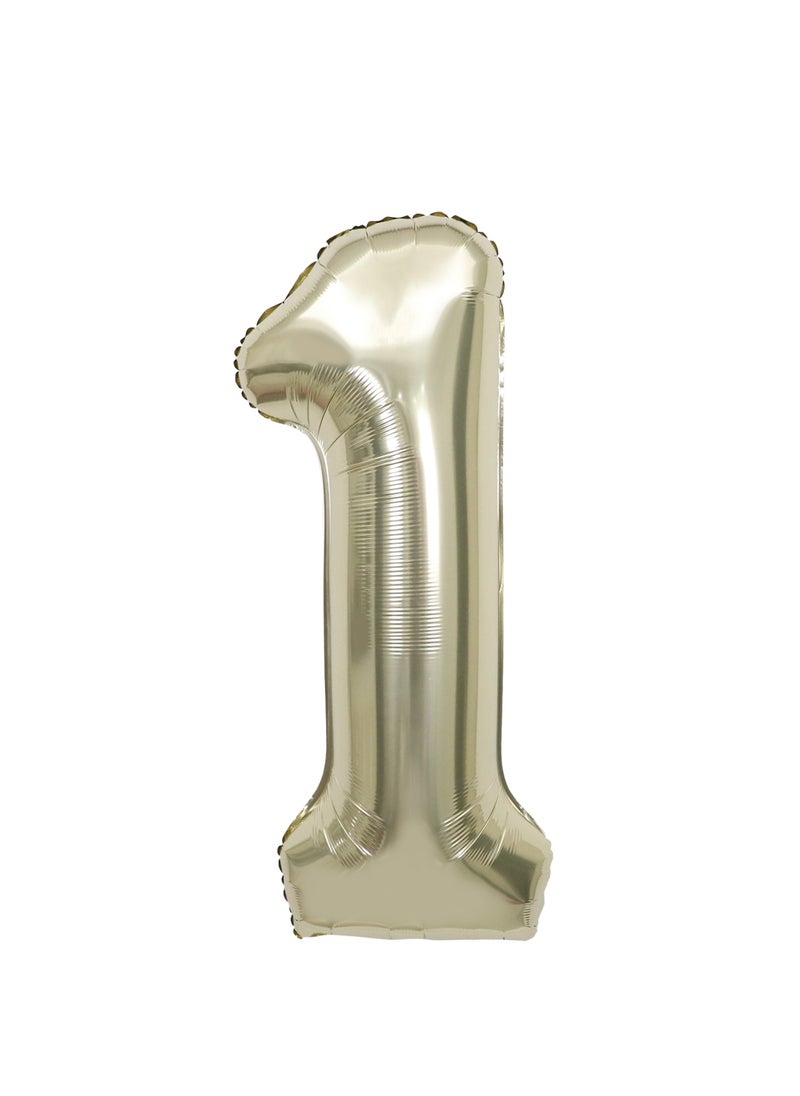 Party Zone - White Gold Foil Balloon Number 1 33" - Image 1