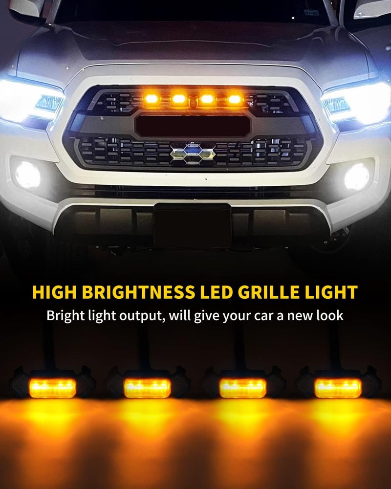 MEALAM Amber LED Lights 4PCS Front Grille Raptor Lamps for 2016-2019 Toyota Tacoma TRD Pro - Image 2