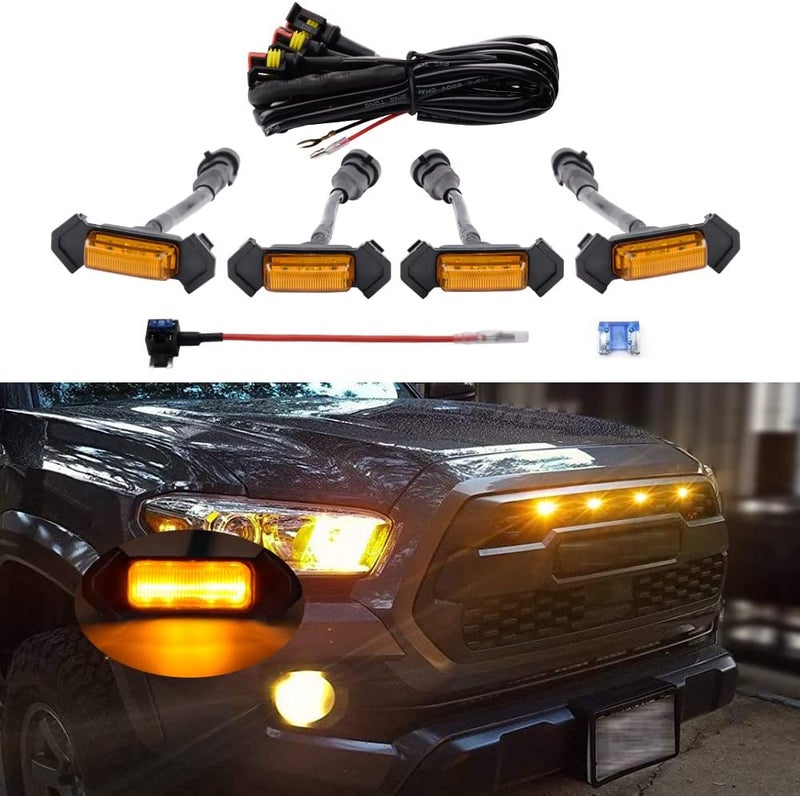 MEALAM Amber LED Lights 4PCS Front Grille Raptor Lamps for 2016-2019 Toyota Tacoma TRD Pro - Image 1