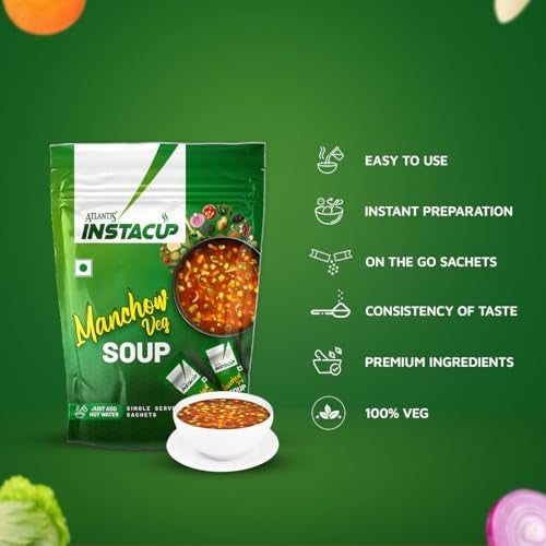 Atlantis Instacup Manchow Veg Soup, 18 Sachets of 20g Each, Single Serve - Image 4
