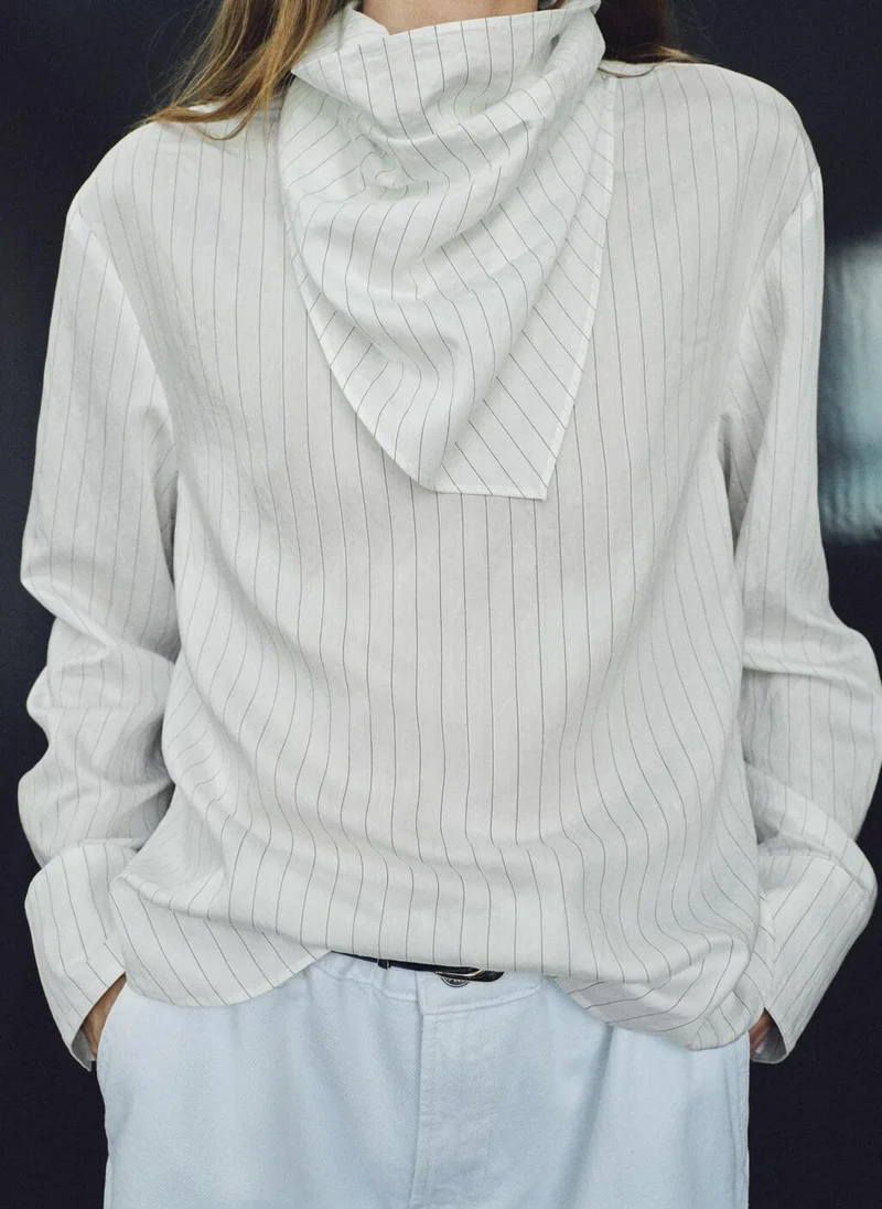 MANGO Striped blouse with handkerchief