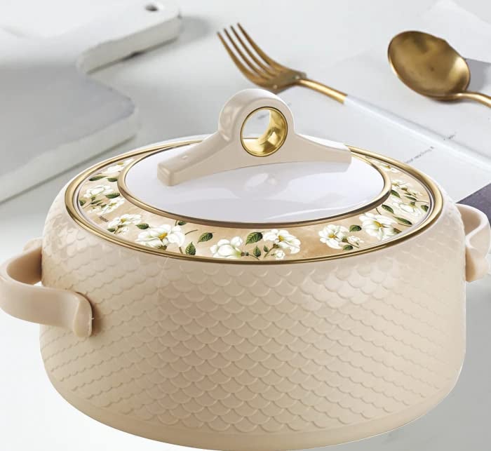 Nayasa Casserole Insulated Serving Tureen Hot Pot Thermoware with Inner Stainless Steel (Beige, 1PC (1500ml))(SH) - Image 2