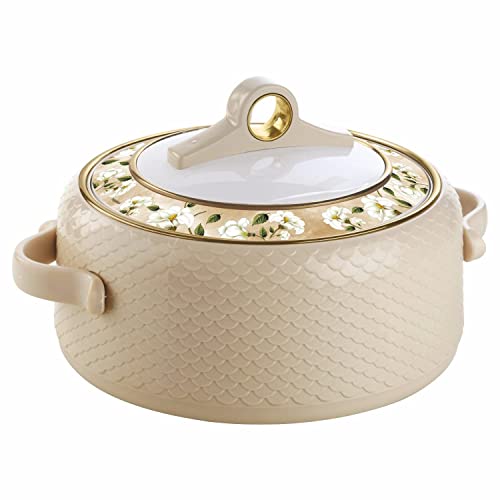 Nayasa Casserole Insulated Serving Tureen Hot Pot Thermoware with Inner Stainless Steel (Beige, 1PC (1500ml))(SH) - Image 1