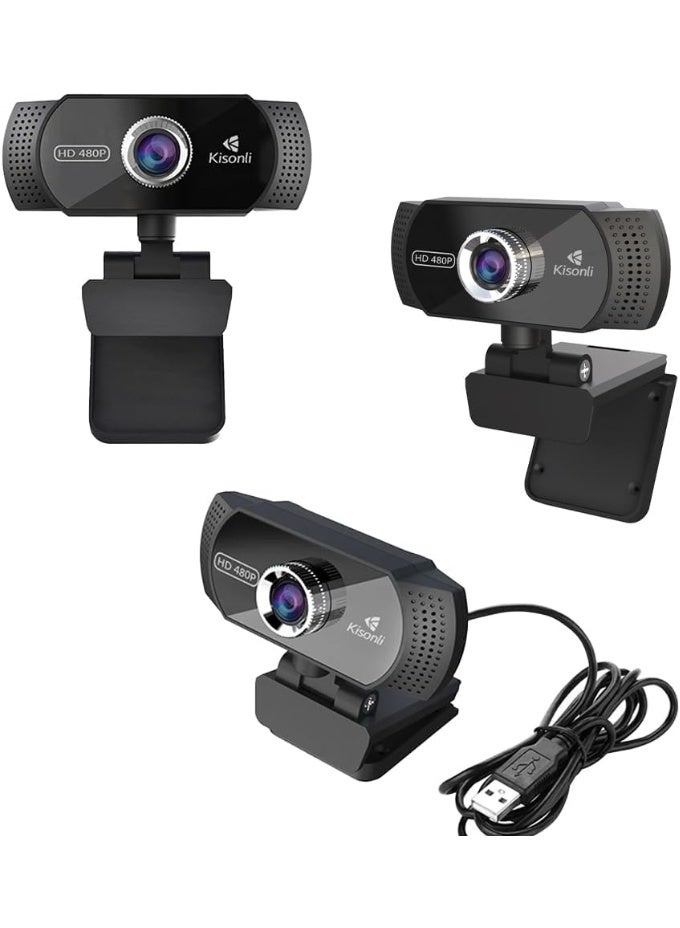 كيسونلي كاميرا ويب Kisonli PC-5 HD 480P USB مع ضبط يدوي للتركيز، وميكروفون مدمج، وتوصيل USB سهل الاستخدام، وتوافق واسع مع أجهزة الكمبيوتر المكتبية والمحمولة - مثالية للفصول الدراسية عبر الإنترنت ومكالمات الفيديو والمؤتمرات - Image 2