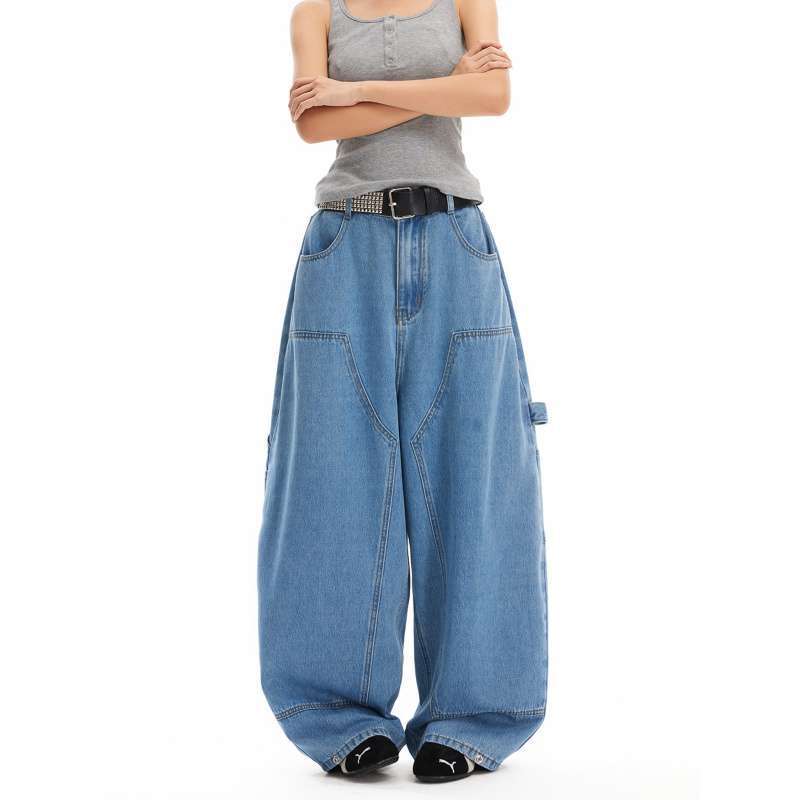 Unisex Classic Denim Jeans Loose Fit Daily Outdoor Wear - Image 1