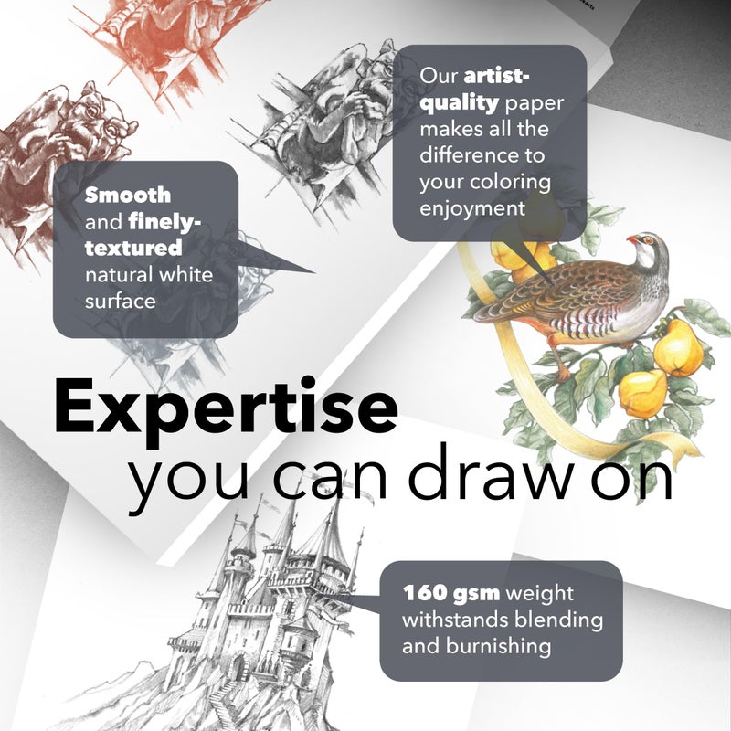 Castle Art Supplies Heavy Drawing Sketchpad Paper 5 x 8in | 3-Pack | 50 Sheets Each (160gsm/98lb) Extra White, Smooth Artist Paper | Acid Free | The Go-to Pad for All Artists (5 x 8, 3-Pack) - Image 4