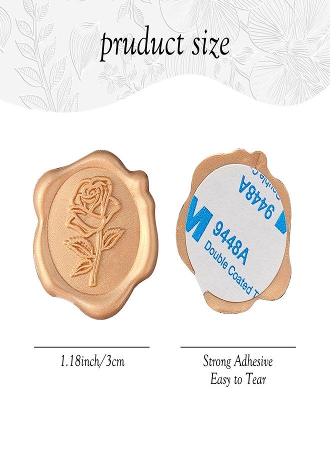 Pilloze Wax Seal Stickers - 3D Rose Wedding Invitation Envelope Botanical Seal Stickers, 50 Pcs Self- Adhesive Light Gold Stickers, Perfect for Invitation, Christmas, Gift Wrapping, Wedding, Party - Image 2
