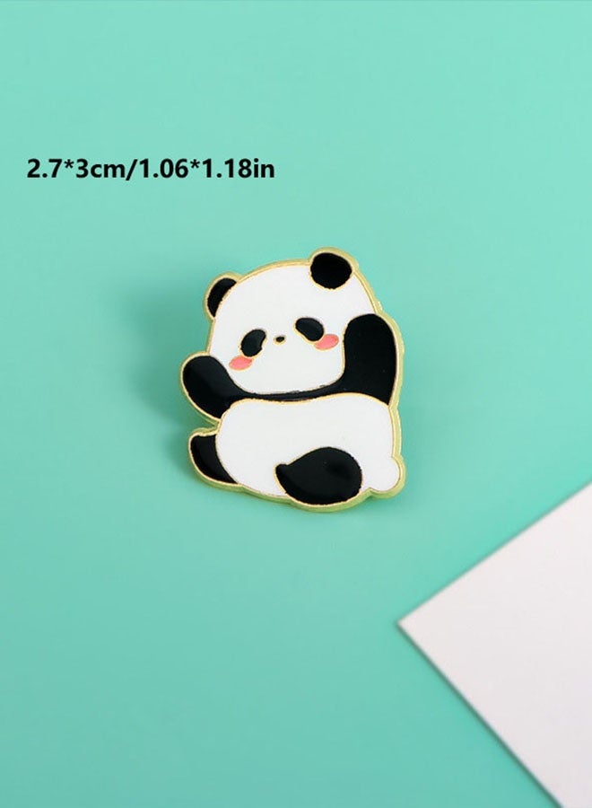 YallaBuy 4 Pieces Panda Cartoon Brooch Pin Set White And Black Metal Badge For Backpack Jacket Hat Decoration - Image 4
