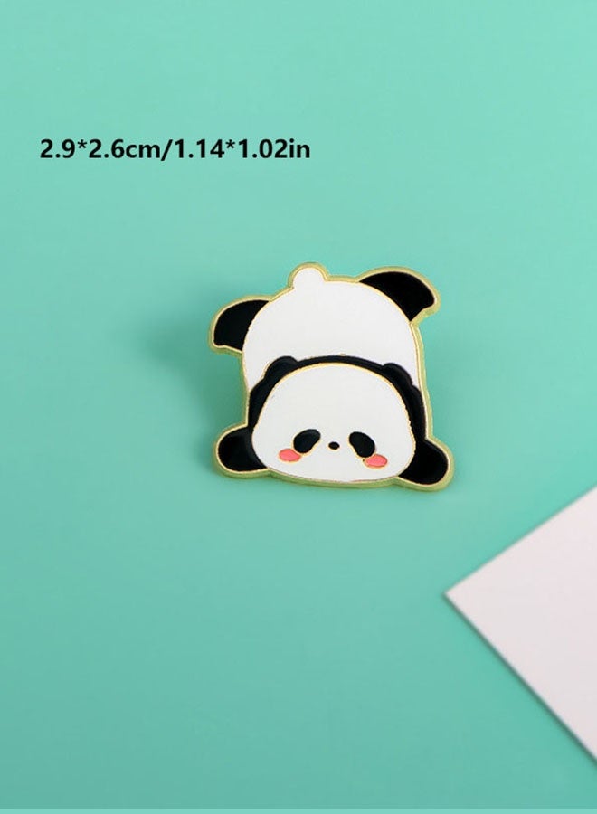 YallaBuy 4 Pieces Panda Cartoon Brooch Pin Set White And Black Metal Badge For Backpack Jacket Hat Decoration - Image 5
