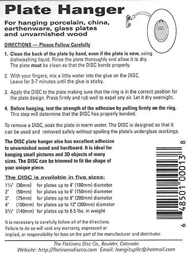 Disc Invisible English Disc Adhesive Large Plate Hanger Set (4-4 Inch Hangers) - Image 3