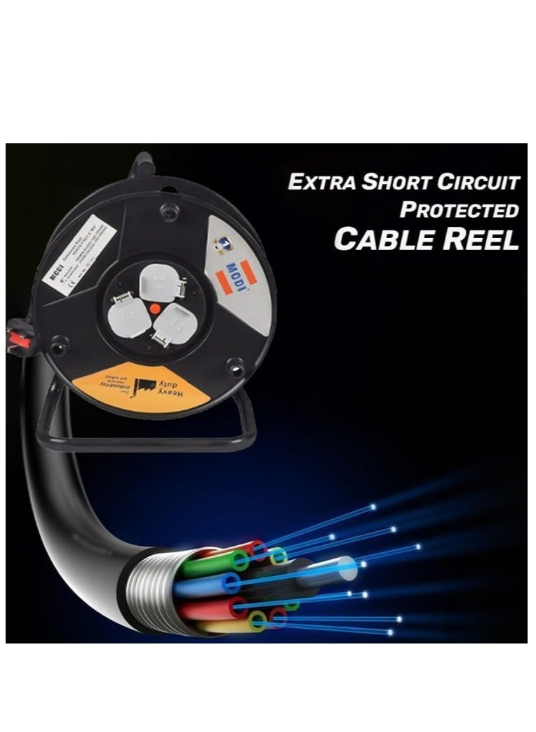Heavy Duty Extension Cable Reel with Triple Socket | Industrial Power Cord Reel for Construction & Outdoor Use | MO01 CE Certified | Durable, Safe, and Portable - Image 3