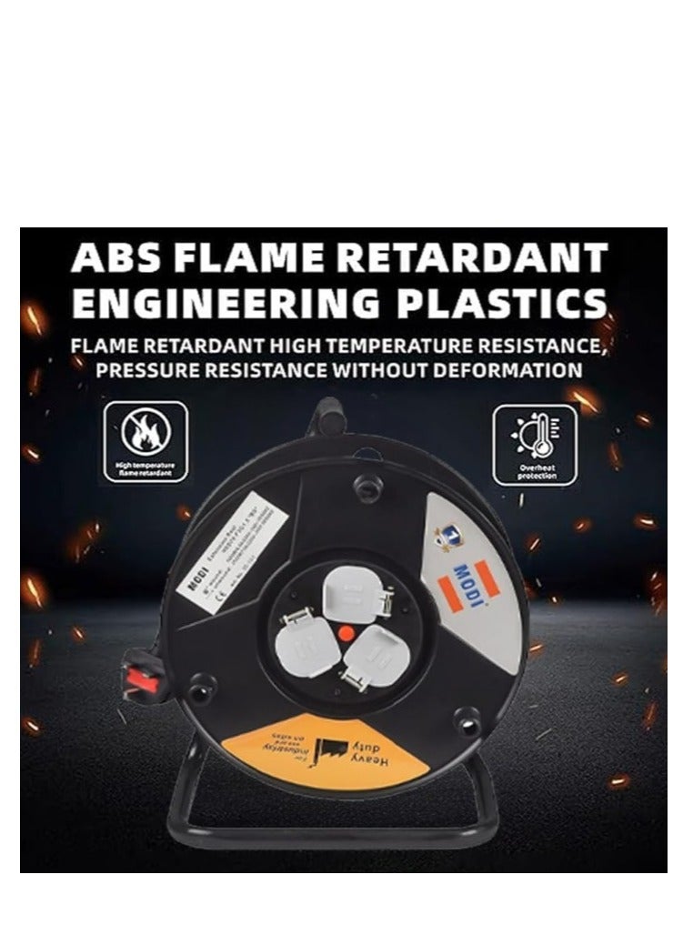 Heavy Duty Extension Cable Reel with Triple Socket | Industrial Power Cord Reel for Construction & Outdoor Use | MO01 CE Certified | Durable, Safe, and Portable - Image 4