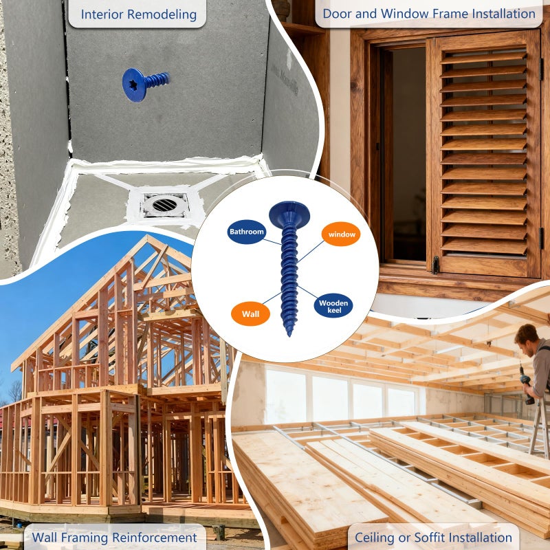VCTGAMÂ® 1-5/8 Inch Hi-Lo Fasteners for Wood Studs (550 Pack) Compatible with GO Board Installation,Ceramic Coated Backer Board Screws for Tile, Cement Board & Shower Remodel - Reduced Splitting - Image 4