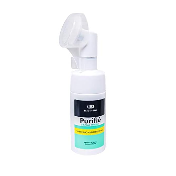 Beautederm Purifie facial wash with pump brush, Purifie facial cleanser is fortified with Vitamin C and E, Glutathione and Glycerin.