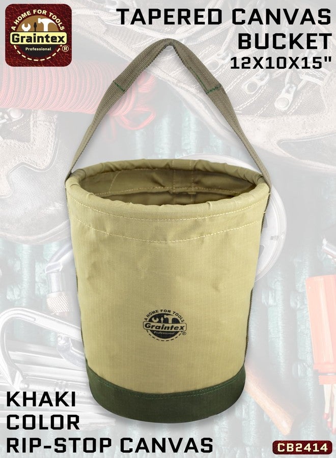 Graintex CB2414 Utility Tapered Canvas Bucket 12"X10"X15", Khaki - Image 2