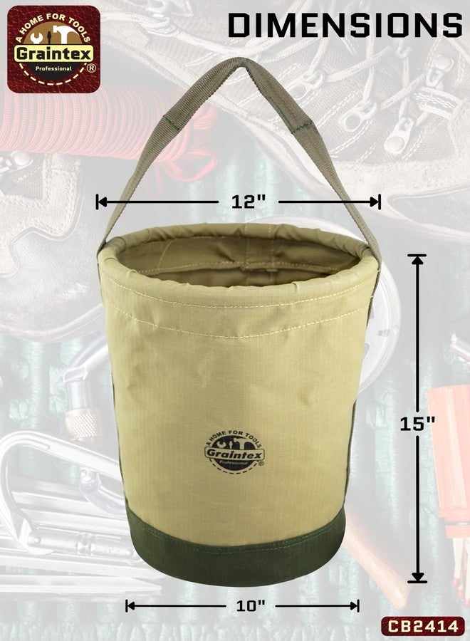 Graintex CB2414 Utility Tapered Canvas Bucket 12"X10"X15", Khaki - Image 3