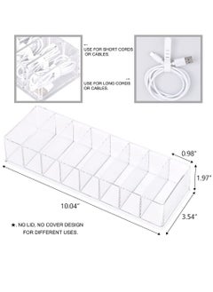 KASTWAVE Plastic Cable Management Box with 10 Wire Ties Clear Power Cord Organizer with 8 Compartments Electronics Organizer for Office Home Use Desk Accessories Storage for Stationery Supplies  - Image 4