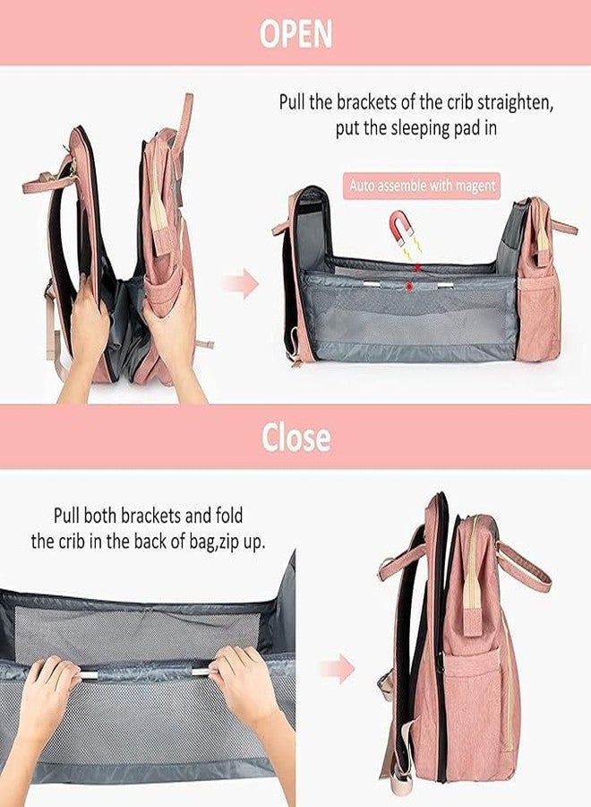 ADSON Diaper Bag Backpack Foldable Mother Bag bagpack for Girls and Boys Mothers Maternity Bags Spacious Waterproof Backpack With Multiple Pockets (Peach) - Image 3