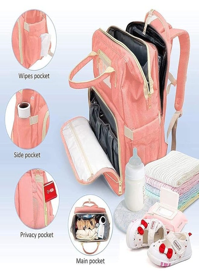 ADSON Diaper Bag Backpack Foldable Mother Bag bagpack for Girls and Boys Mothers Maternity Bags Spacious Waterproof Backpack With Multiple Pockets (Peach) - Image 4