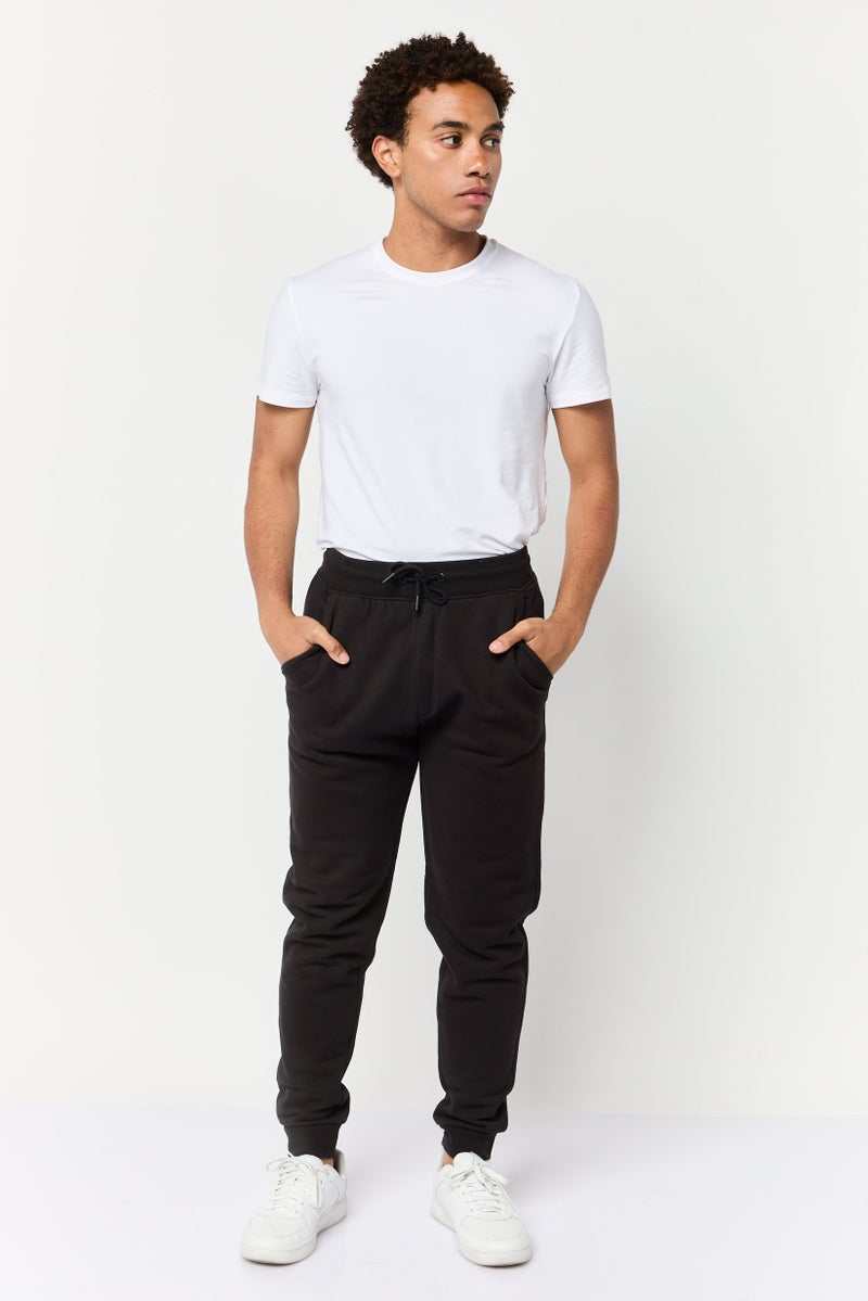 Celio Men Regular Fit Solid Jogger Pants, Black  - Image 2
