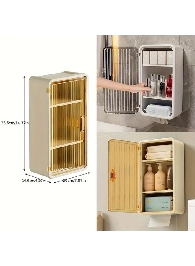 Cream Yellow No Drill Organizer Shelf Heavy Duty Plastic Space Saving Storage - Image 4