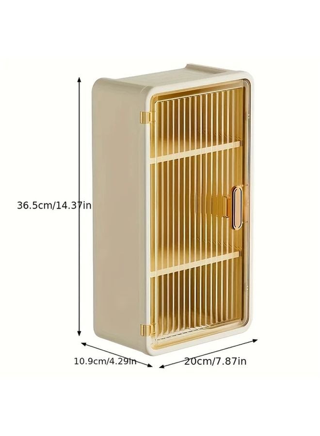 Cream Yellow No Drill Organizer Shelf Heavy Duty Plastic Space Saving Storage - Image 1