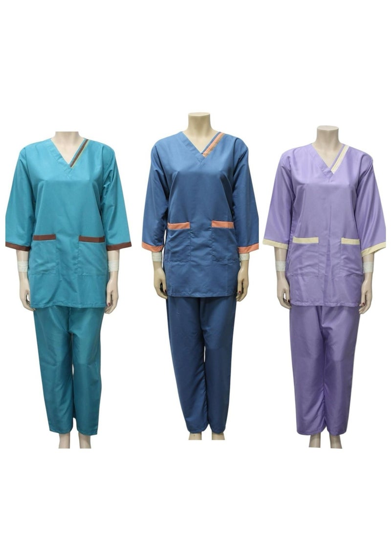 1home - Housemaid Uniform Maid Nanny Scrub Suit 3 piece set - Image 1