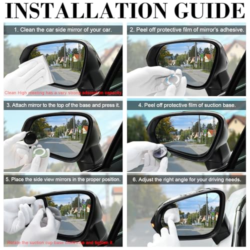 LivTee Blind Spot Car Mirror, Fan HD Glass Frameless Convex Side Mirror Blindspot, Reusable 360° Wide Angle Rear View Car Mirrors with Powerful Adjustable Suction Cup - Exterior Mirrors - Image 4